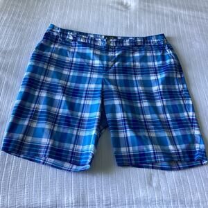 LRL Lauren Active Ralph Lauren Womens Blue Plaid Golf Shorts Slash Pockets Sz 18